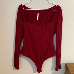 Maroon long sleeve body suit